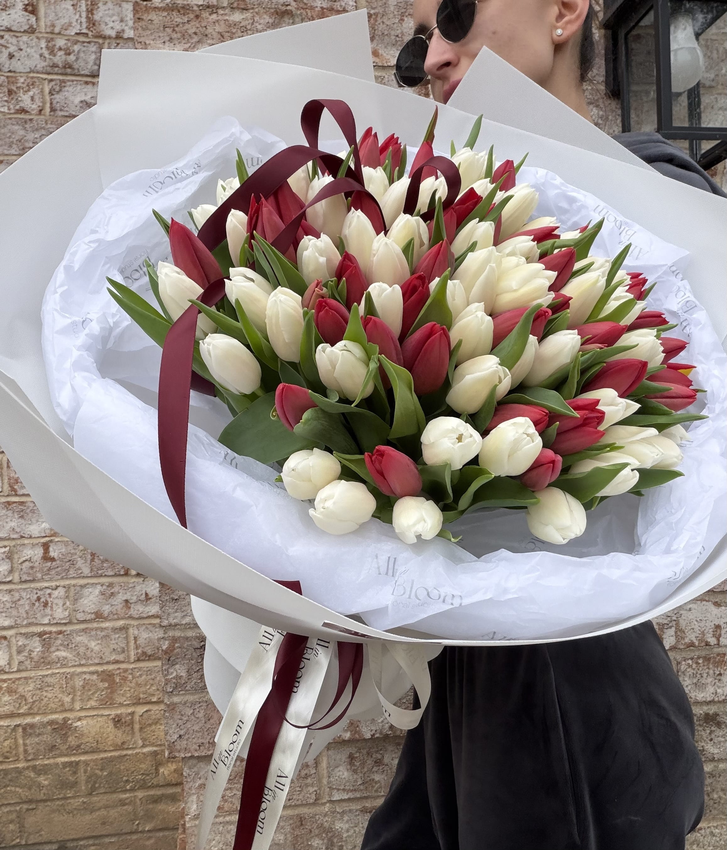 100 Red & White Tulip Symphony