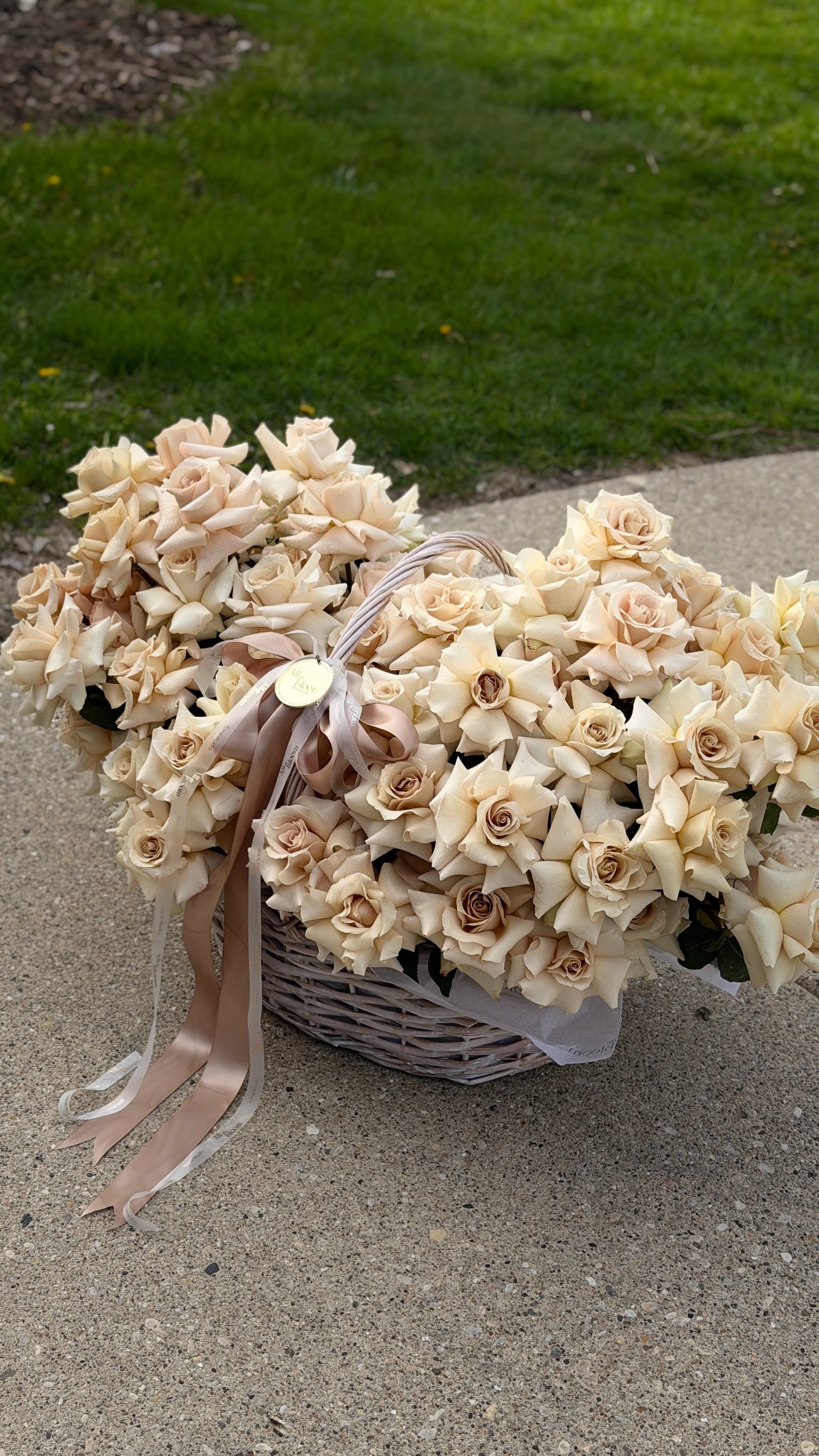 Elegant Cream Rose Basket