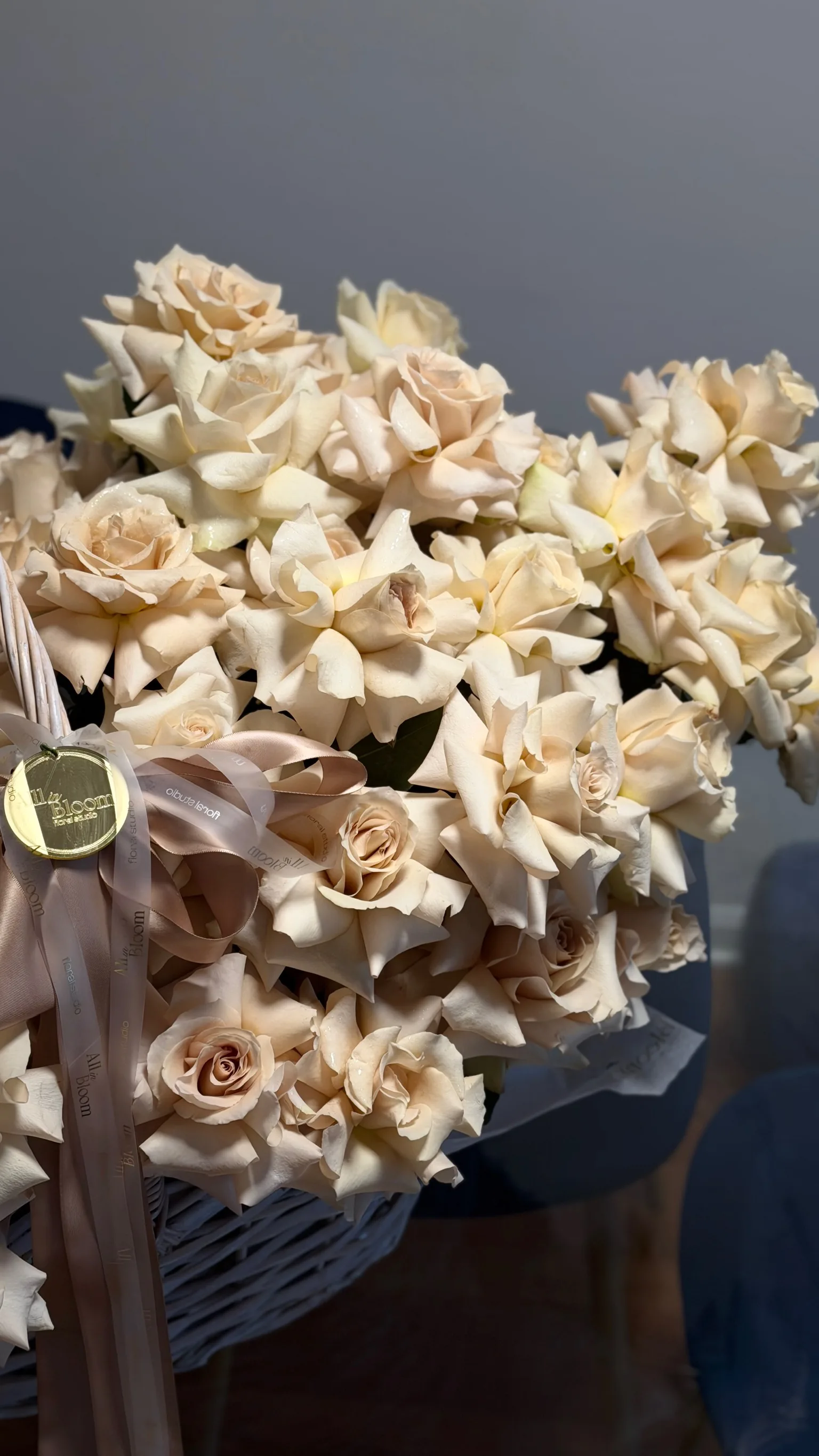 Elegant Cream Rose Basket