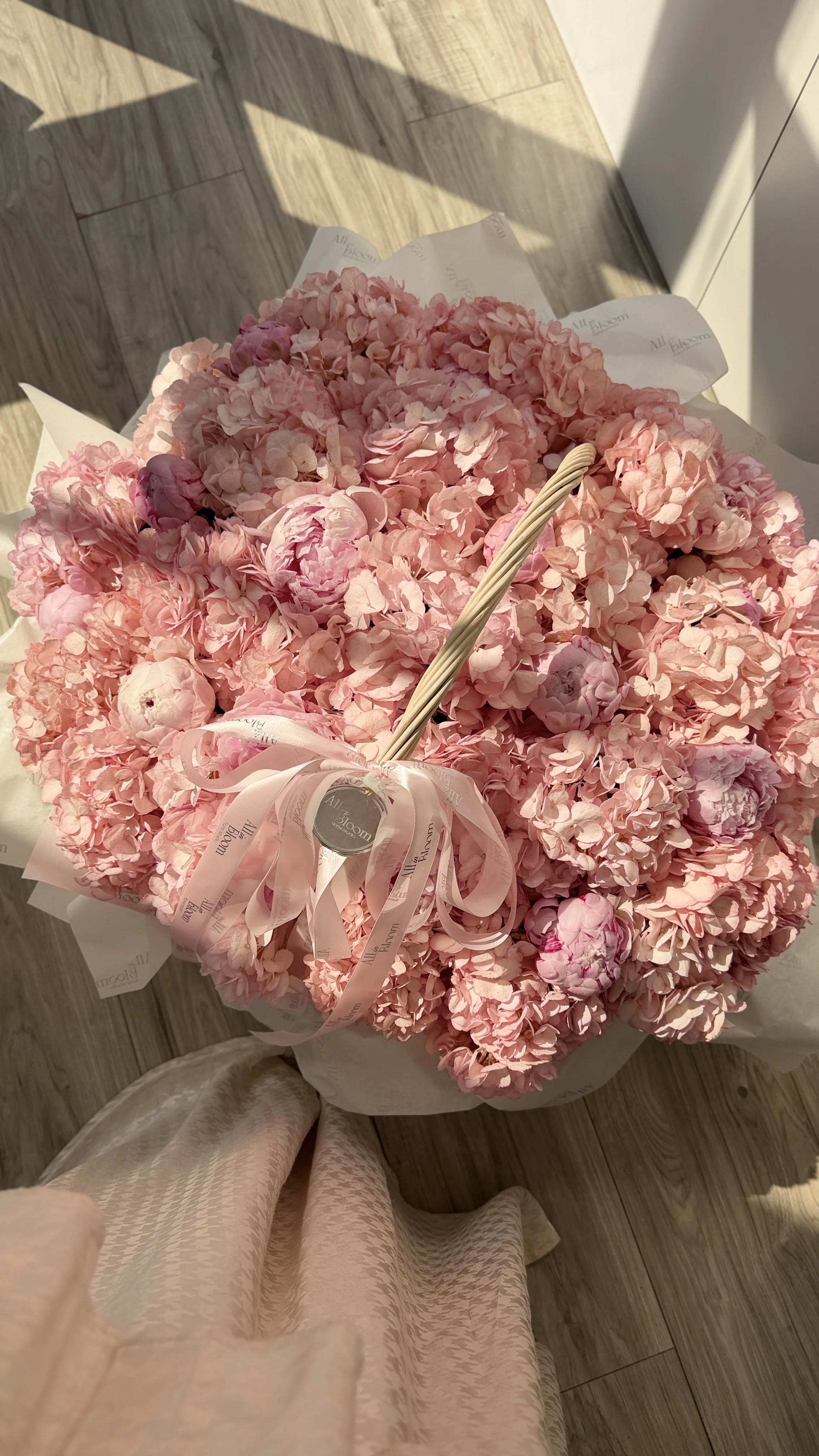 Blush Hydrangea & Peony Basket