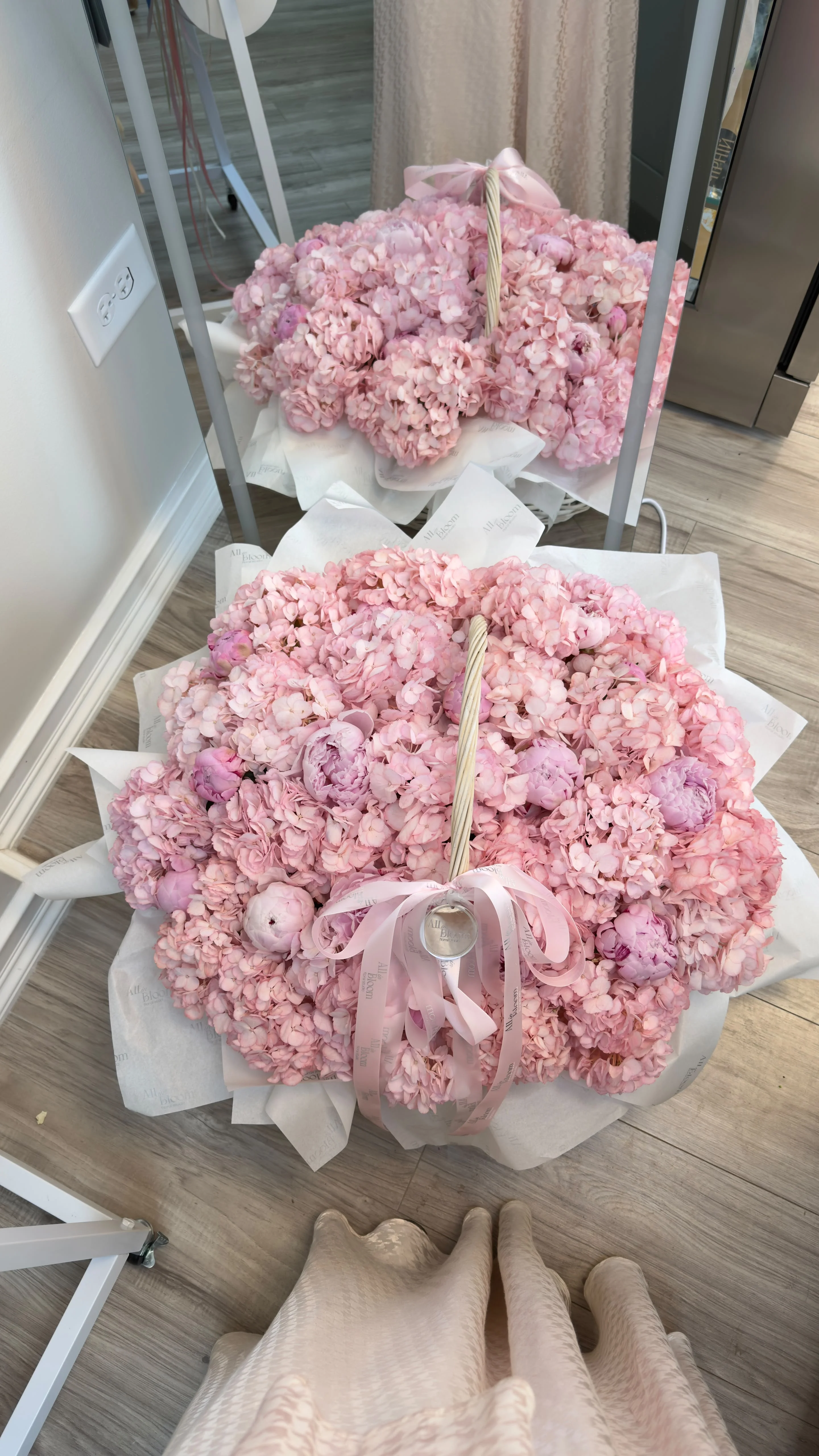 Blush Hydrangea & Peony Basket