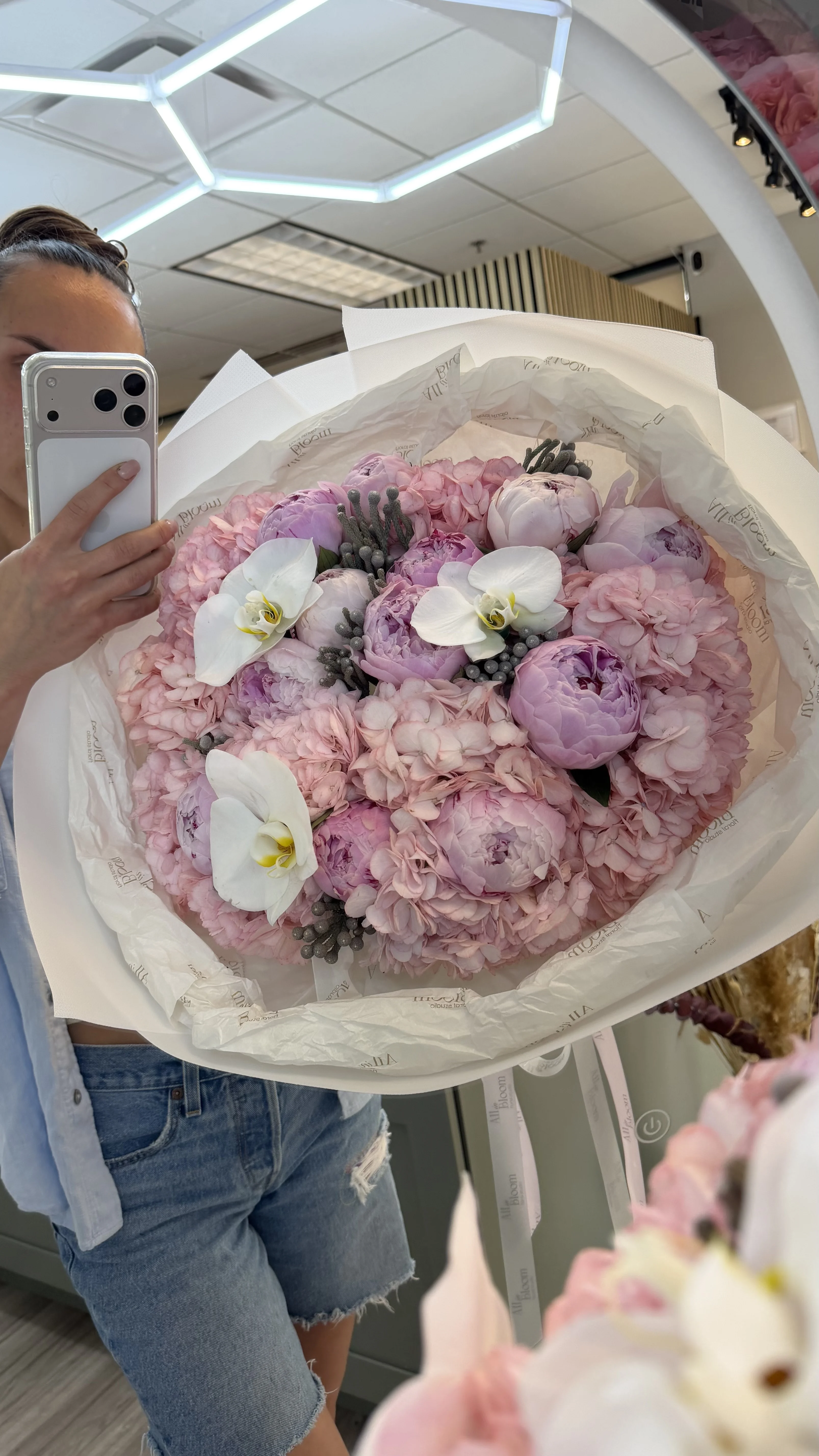 Blush Peonies & Brunia