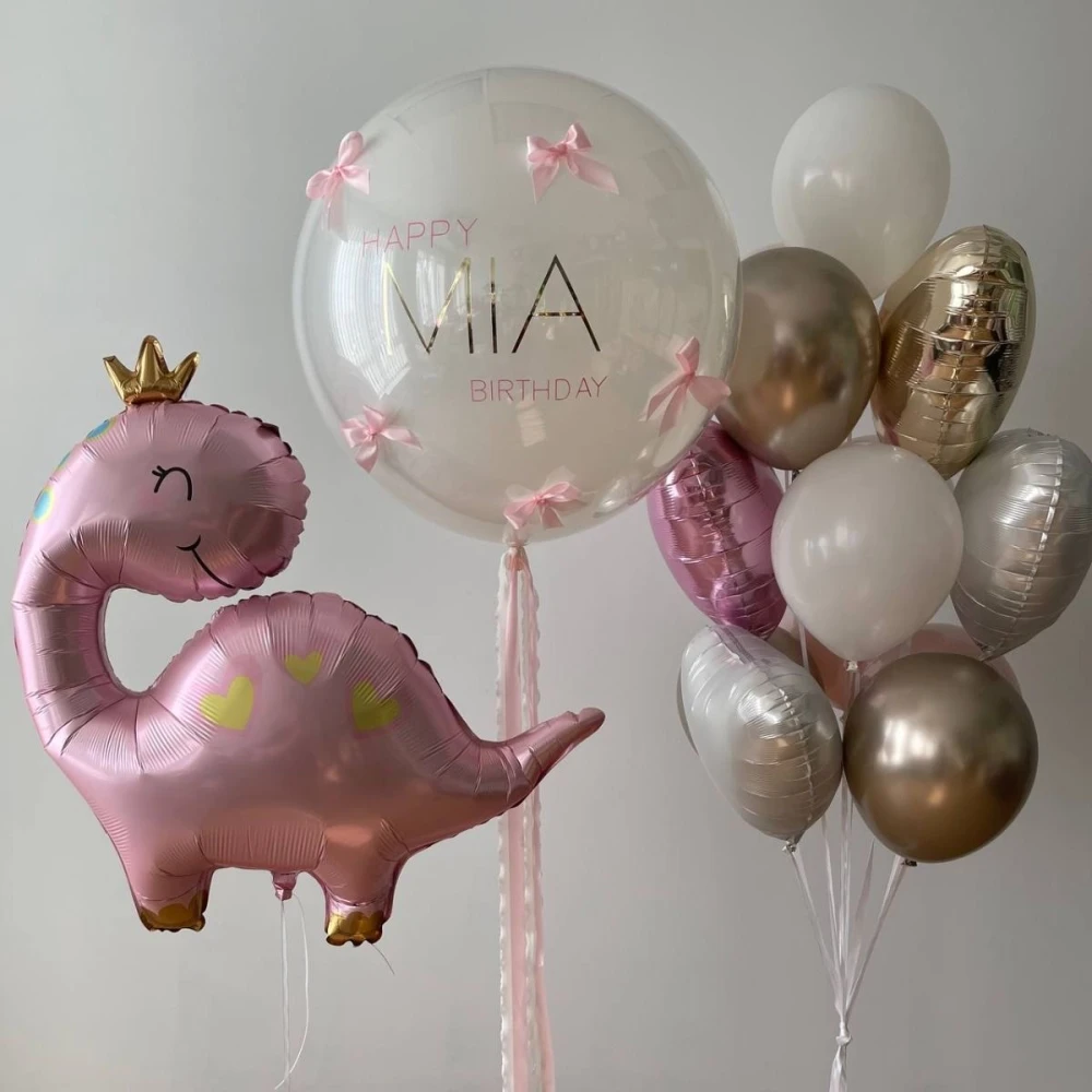 Pink Dino Birthday Balloon