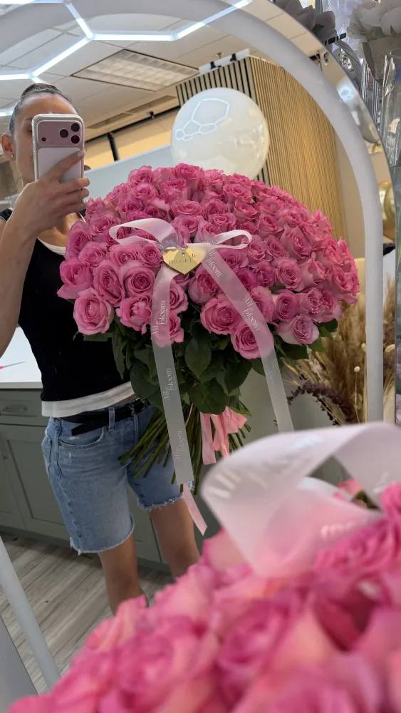 75 Pink Roses Heart Bouquet