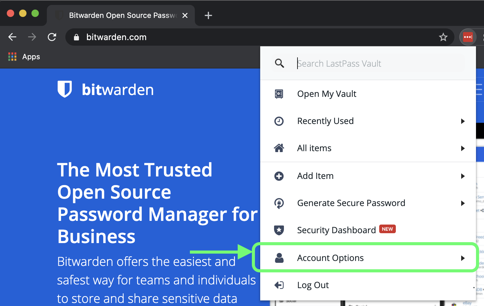 Esportazione dal Browser di LastPass