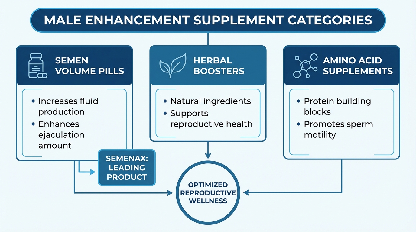 Comparison chart of semen volume supplements and male enhancement categories