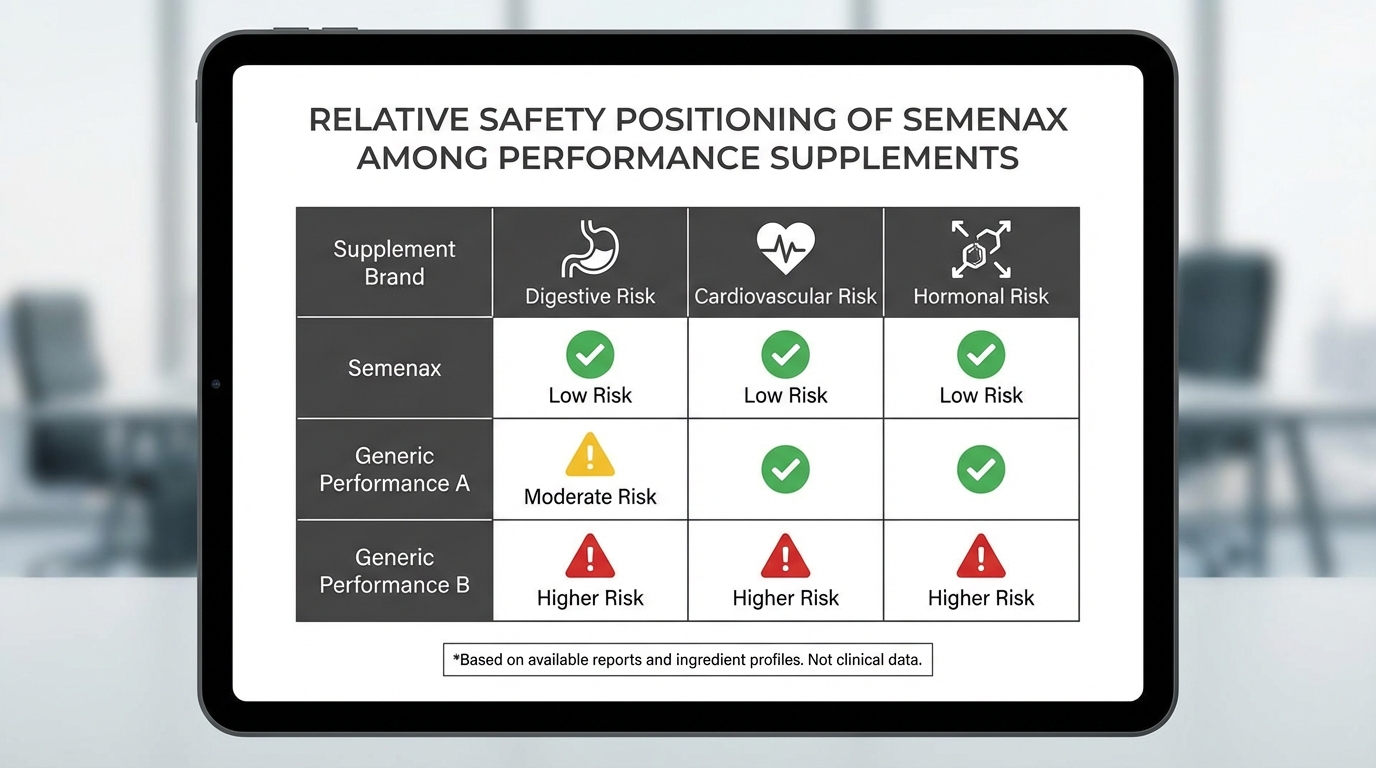 Comparison table of safety levels across male enhancement supplements