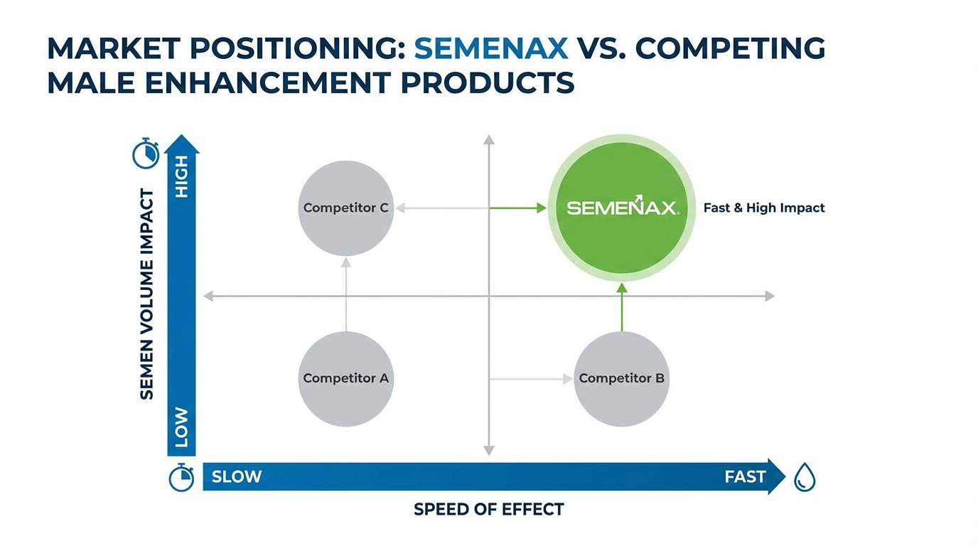 Graph showing positioning of semen enhancement supplements by speed and volume effect