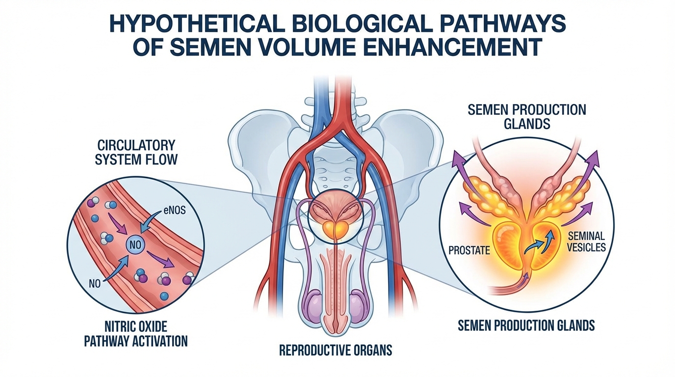 Diagram showing how Semenax may influence semen production through circulation and nutrient pathways