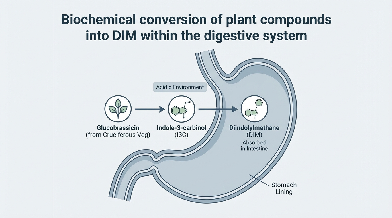Conversion of indole-3-carbinol to diindolylmethane pathway diagram