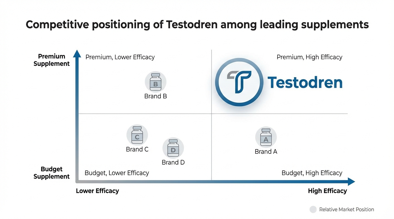 Positioning map of Testodren in testosterone supplement market