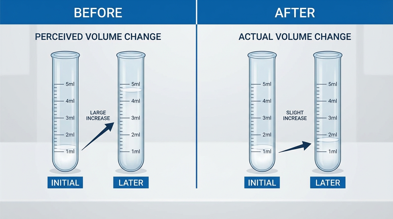 Conceptual before and after comparison of semen volume changes with volume pills usage
