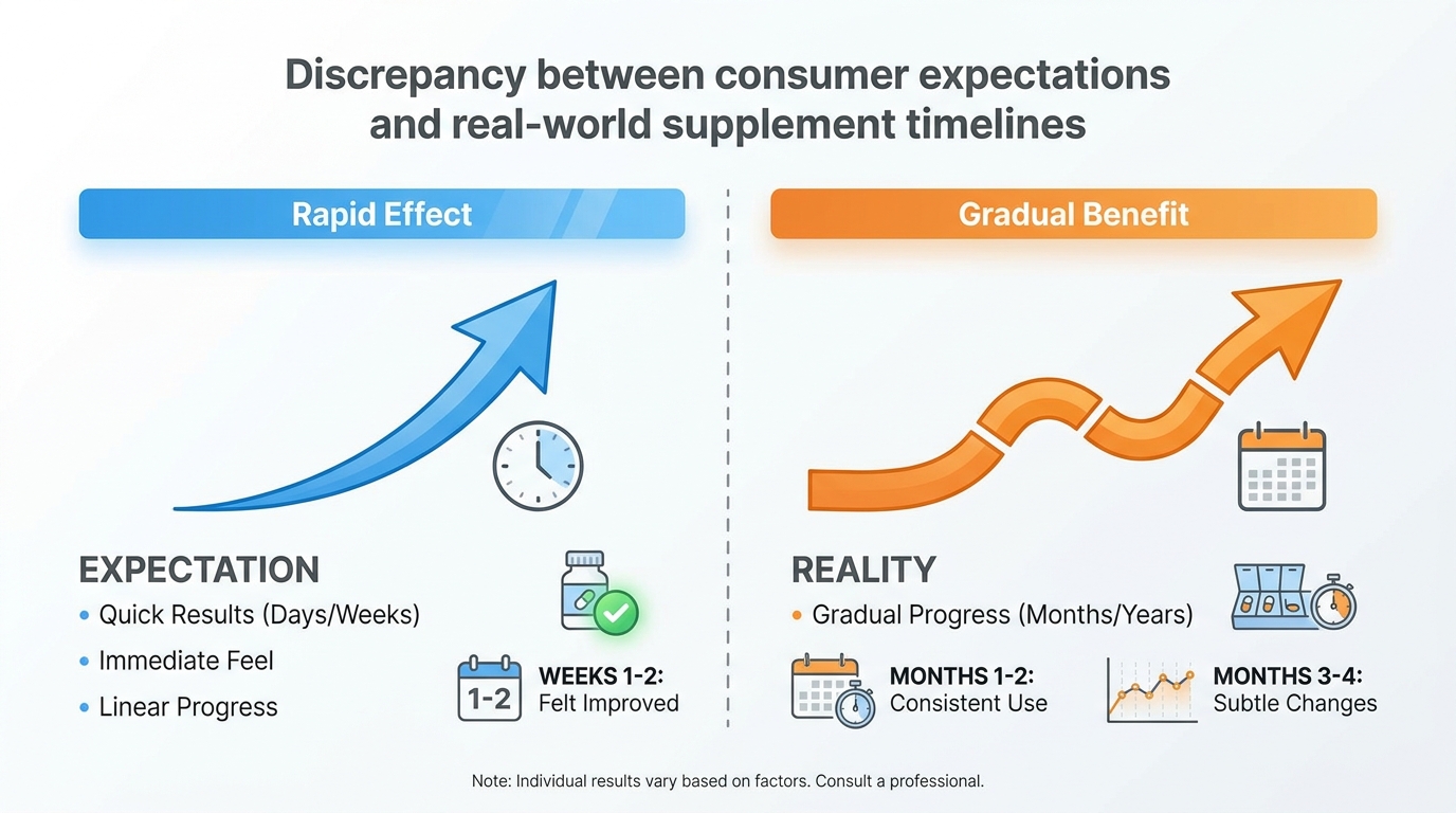 Comparison of expected vs actual ProSolution Pills results timeline