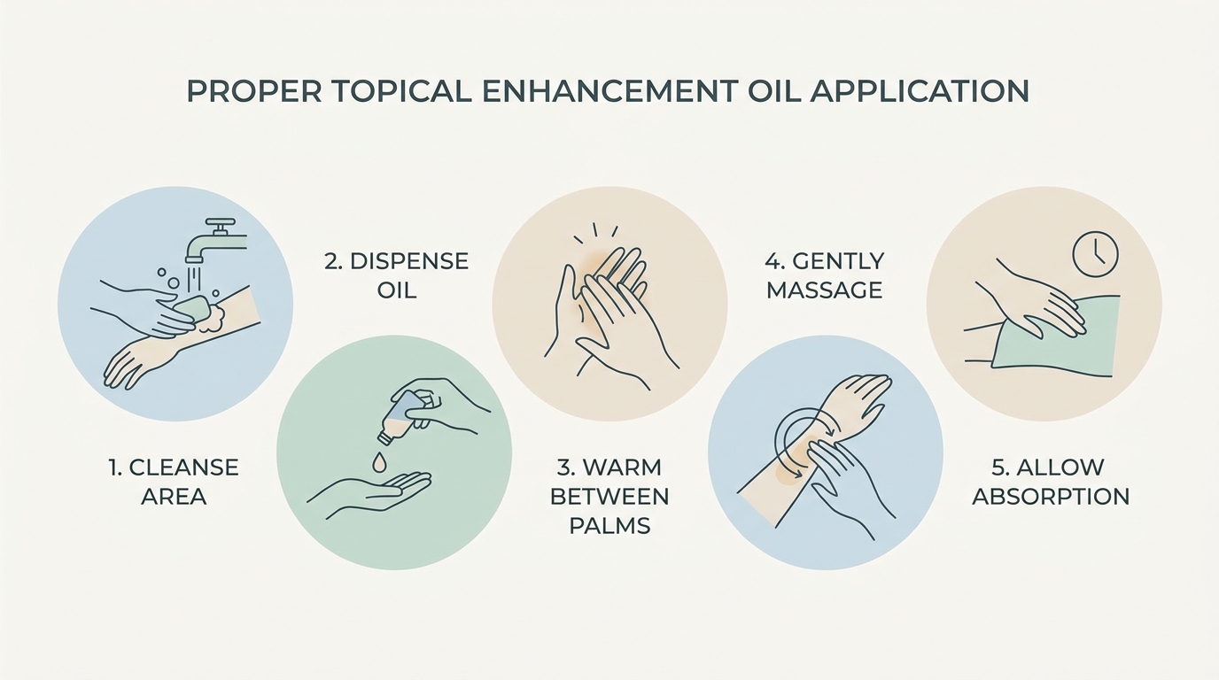 Illustration showing step-by-step application of VigRX Oil
