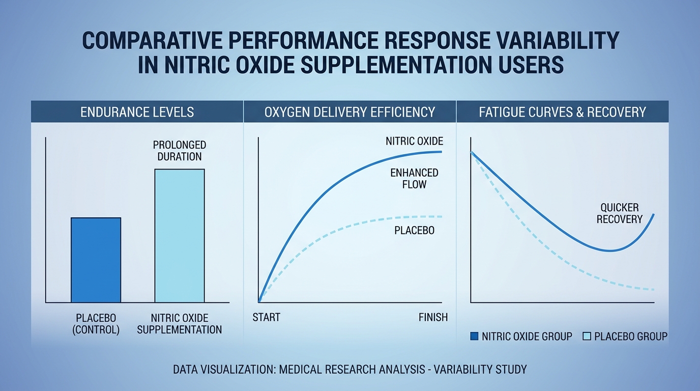 Graph comparing endurance performance improvement with and without nitric oxide supplementation