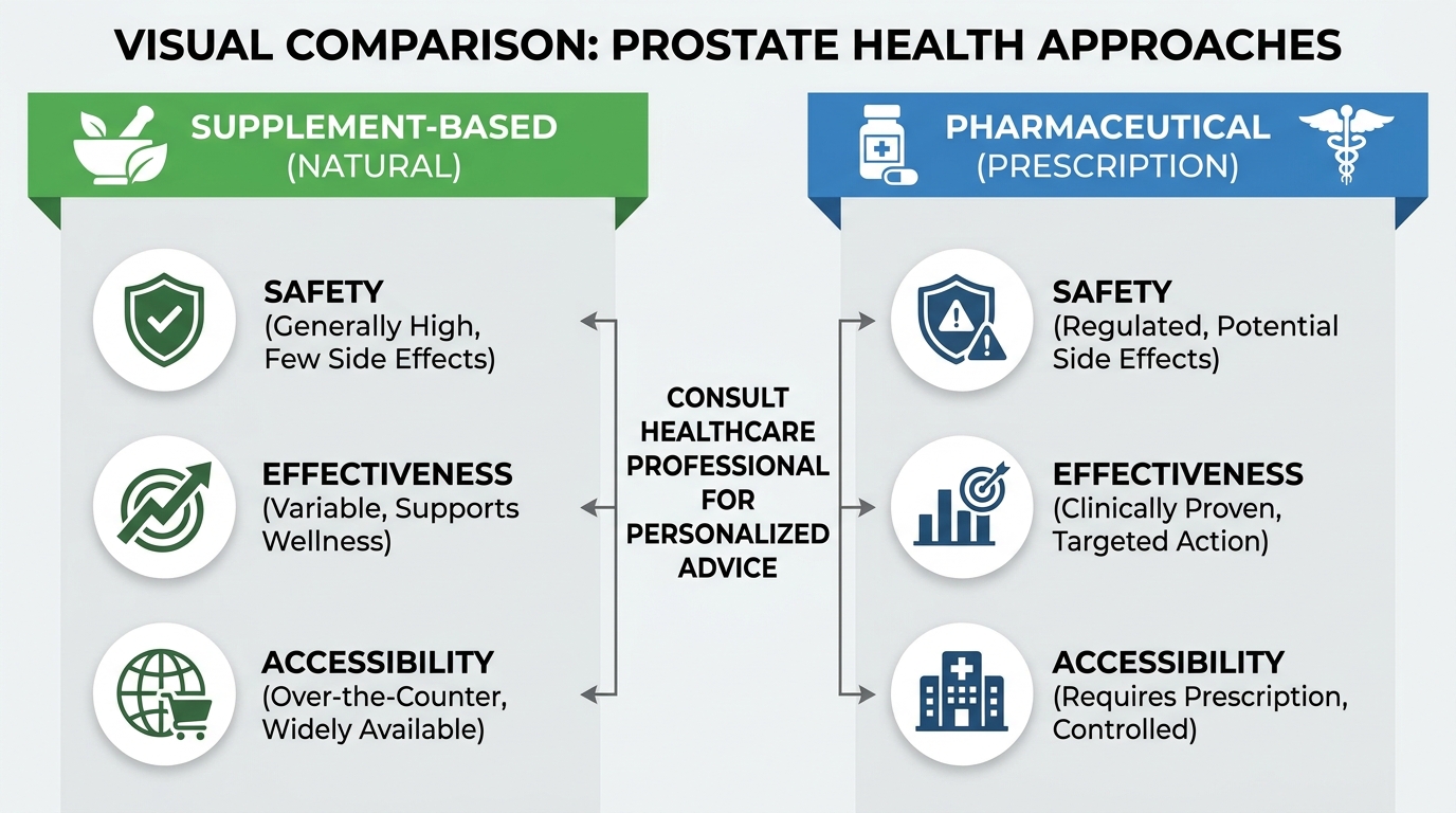Comparison chart of prostate supplements vs prescription medications