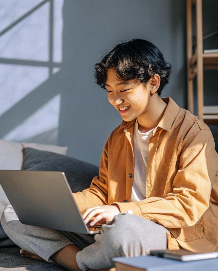Girl studying online