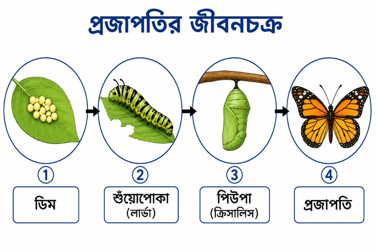 প্রজাপতির জীবনচক্রের ডায়াগ্রাম