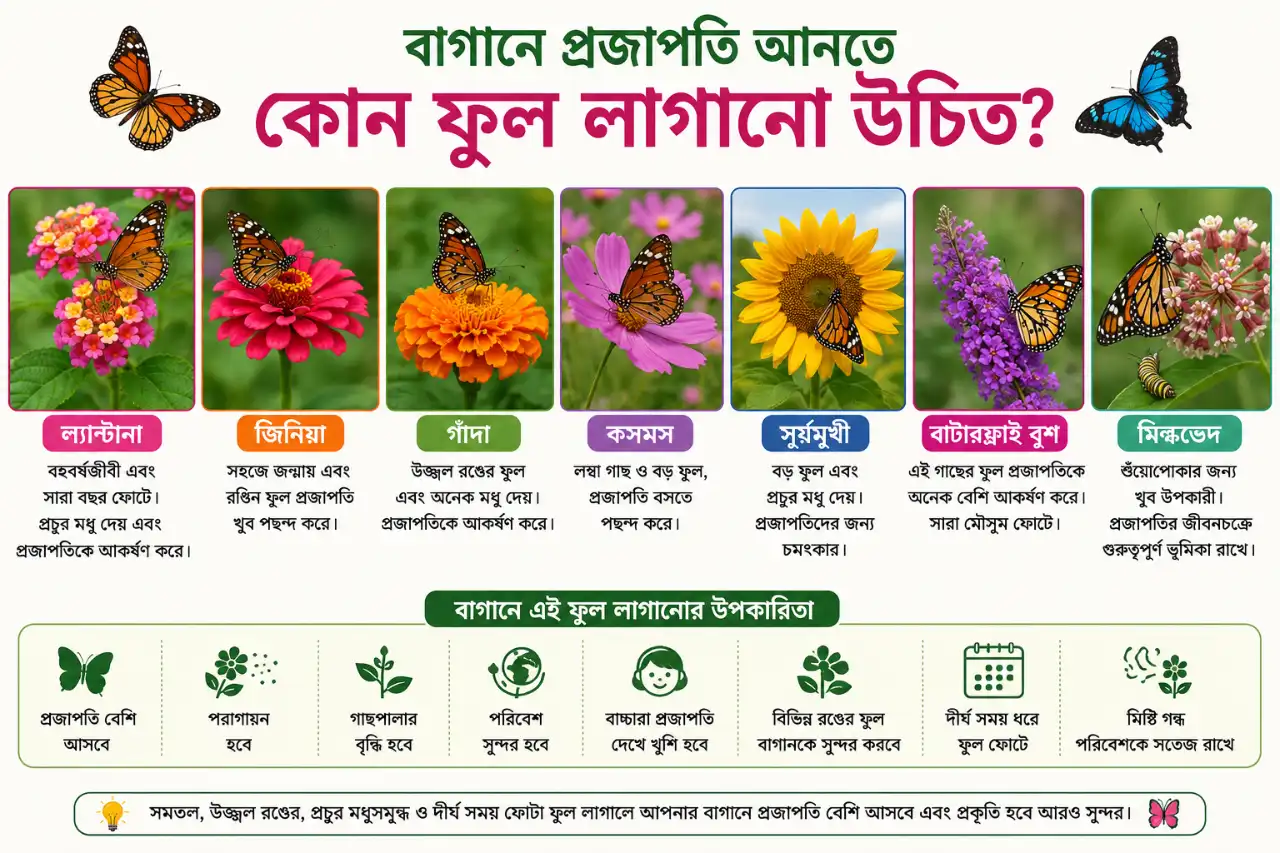বাগানে প্রজাপতি আনতে চাইলে কী কী ফুলগাছ লাগাতে হবে