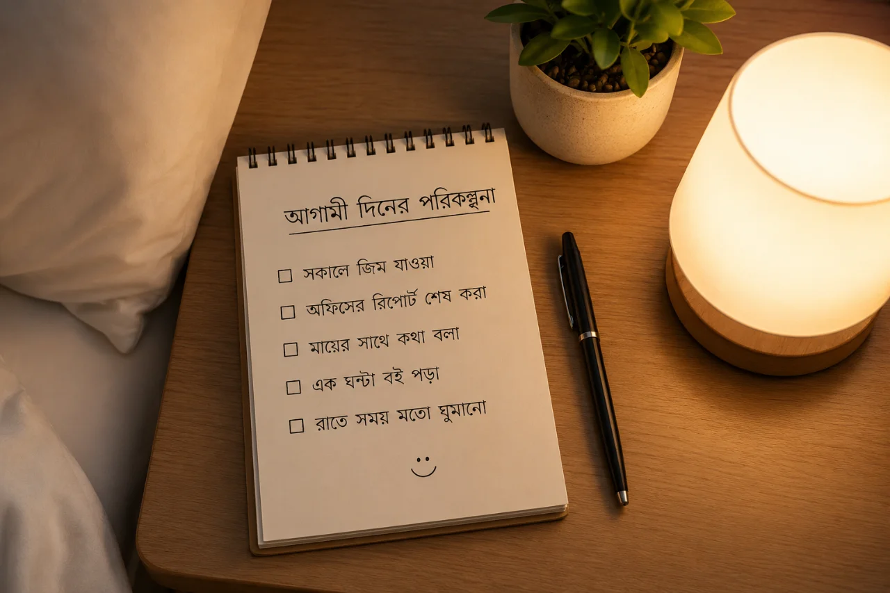 পরের দিনে কী কী কাজ করবেন তা একটি ডায়েরীতে নোট করে ফেলুন