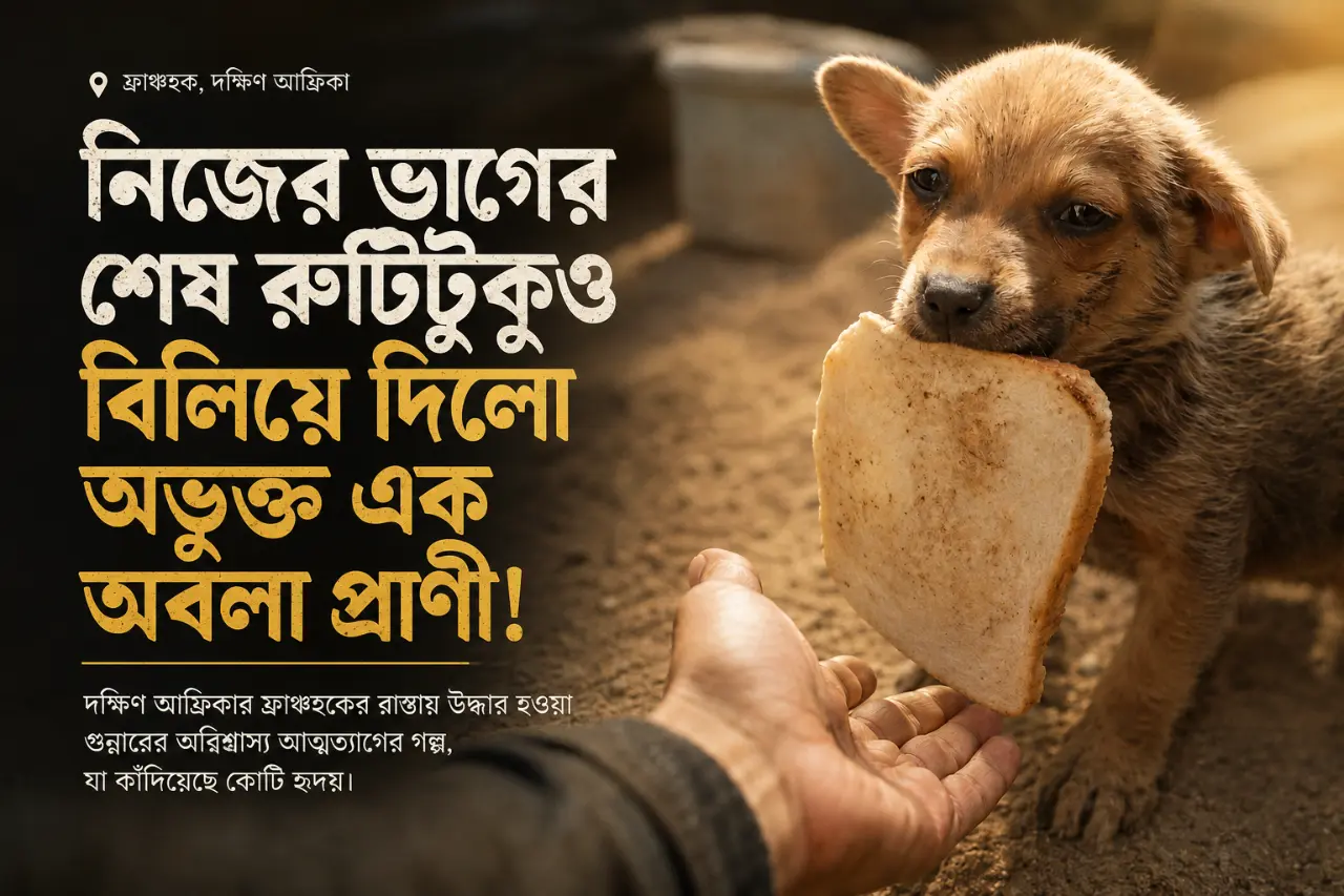 পেটে ছিল না দানাপানি, তবু মুখে থাকা শেষ বাসি রুটিটুকু মানুষের হাতে তুলে দিয়েছিল এই অবলা ছানাটি!