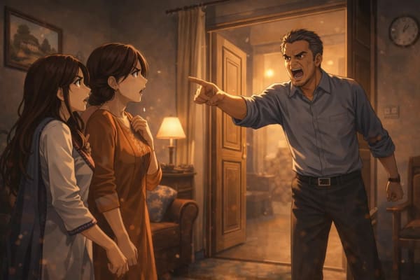 ফিরে দেখা গল্পের ইমেজ - বাবা ক্ষেপেছেন মেয়ে ও মায়ের উপর