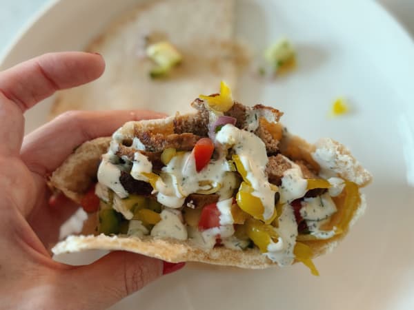 Gyro with Cucumber Tomato Salad & White Sauce