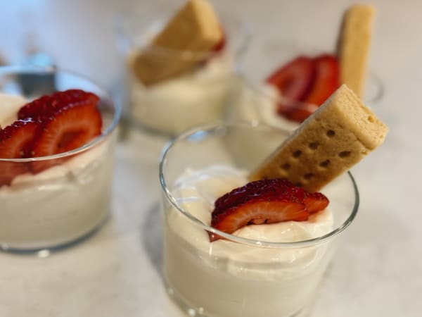 Lemon Whip with Strawberrys and Shortbread