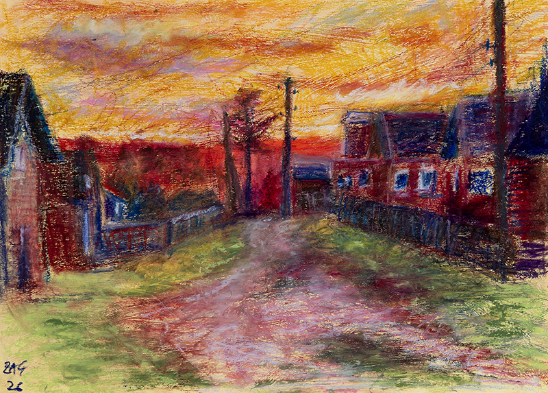 Landscape Nr 07 – Oil Pastel on Paper (Ölpastell auf Papier) von Manfred Zak