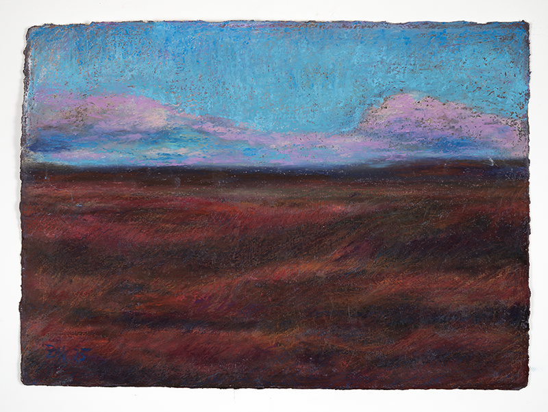 Landscape NR 10 – Oil Pastel on Handmade Paper with Deckle Edge, A3, 640gsm (Ölpastell auf handgeschöpftem Papier mit Büttenrand, A3, 640g/m²) von Manfred Zak