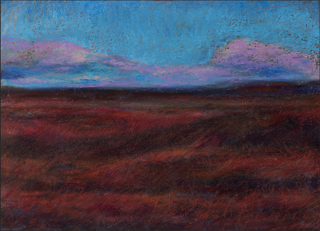 Landscape 01 – Oil Pastel on Handmade Paper with Deckle Edge, A3, 640gsm (Ölpastell auf handgeschöpftem Papier mit Büttenrand, A3, 640g/m²) von Manfred Zak