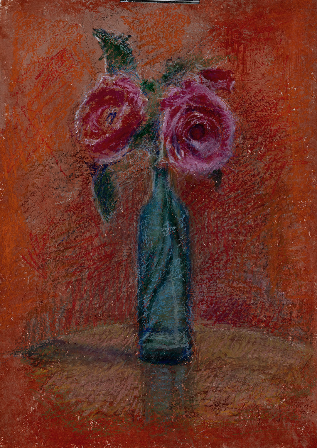 Roses 01 – Oil Pastel on Handmade Paper with Deckle Edge, A3, 640gsm (Ölpastell auf handgeschöpftem Papier mit Büttenrand, A3, 640g/m²) von Manfred Zak