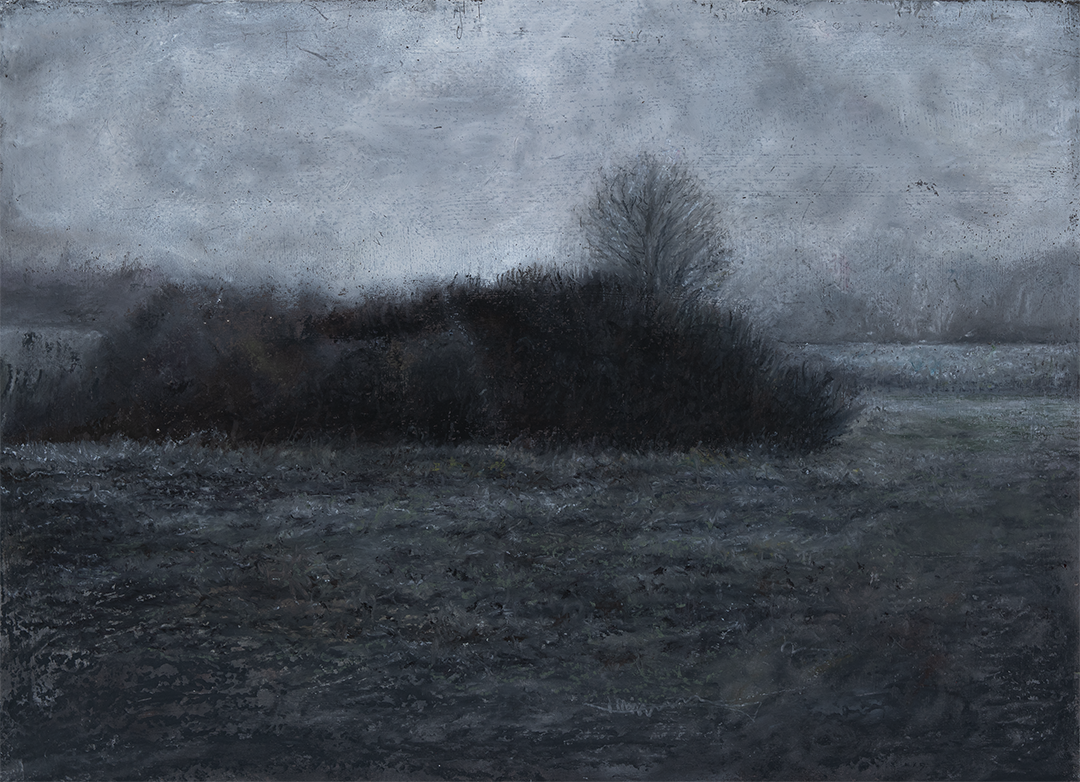 Landscpae 12 – Oil Pastel on Handmade Paper with Deckle Edge, A3, 640gsm (Ölpastell auf handgeschöpftem Papier mit Büttenrand, A3, 640g/m²) von Manfred Zak
