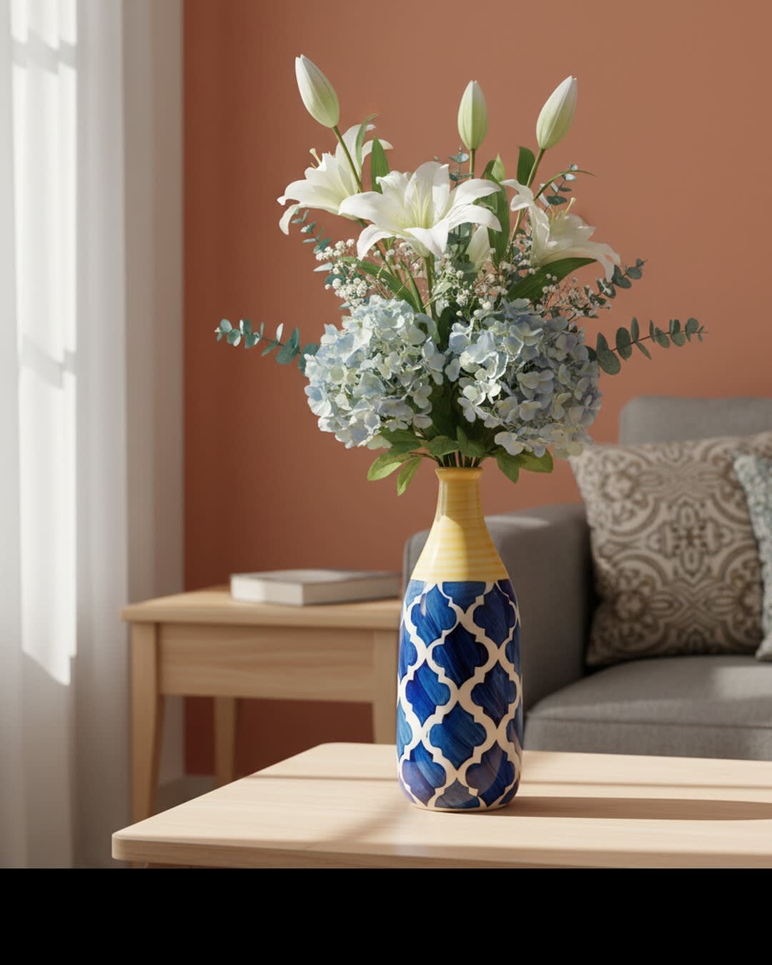 Ceramic vase with dried flowers