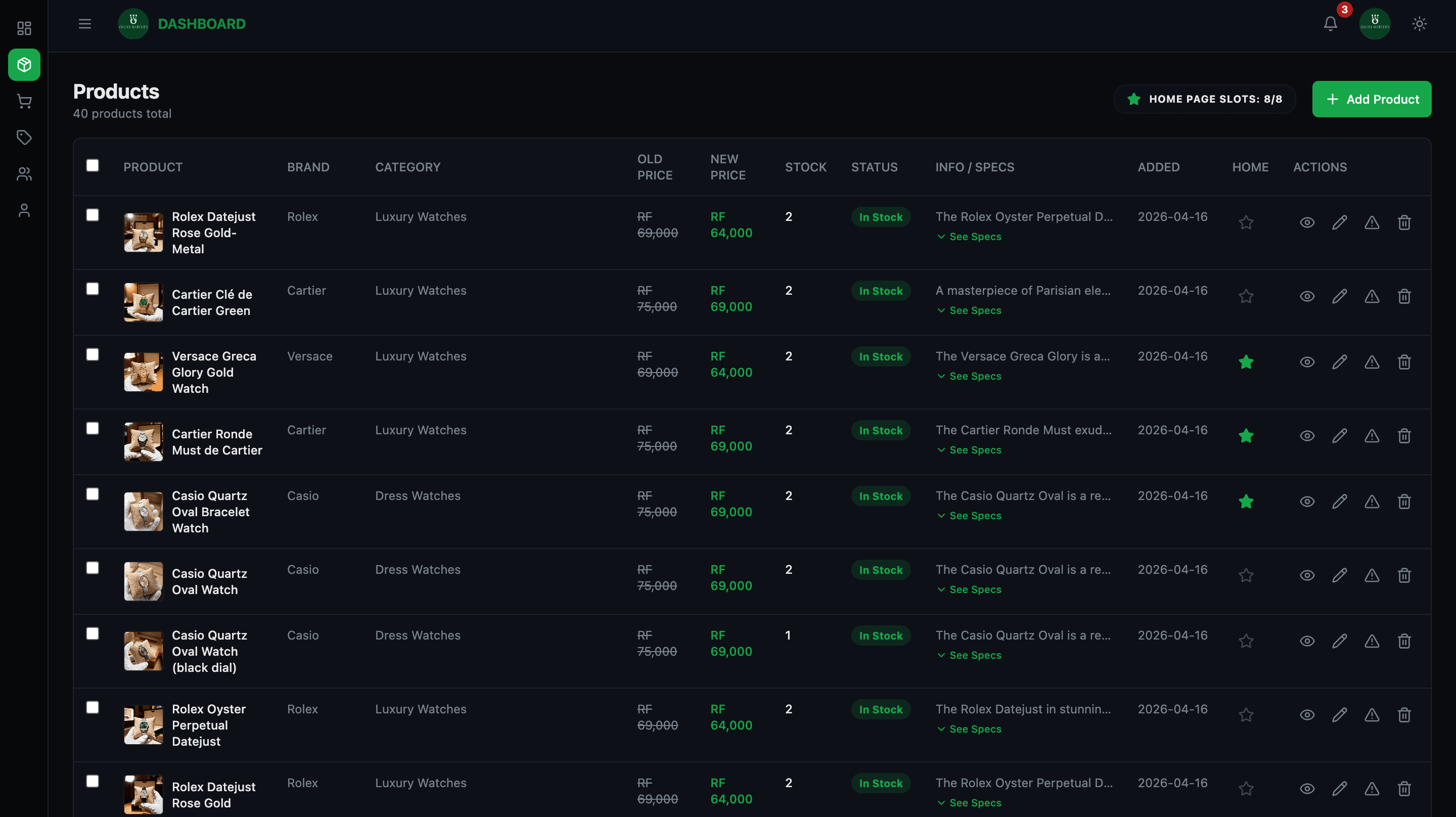 Oluxy — Premium Watches E-Commerce & Retail Dashboard screenshot 3