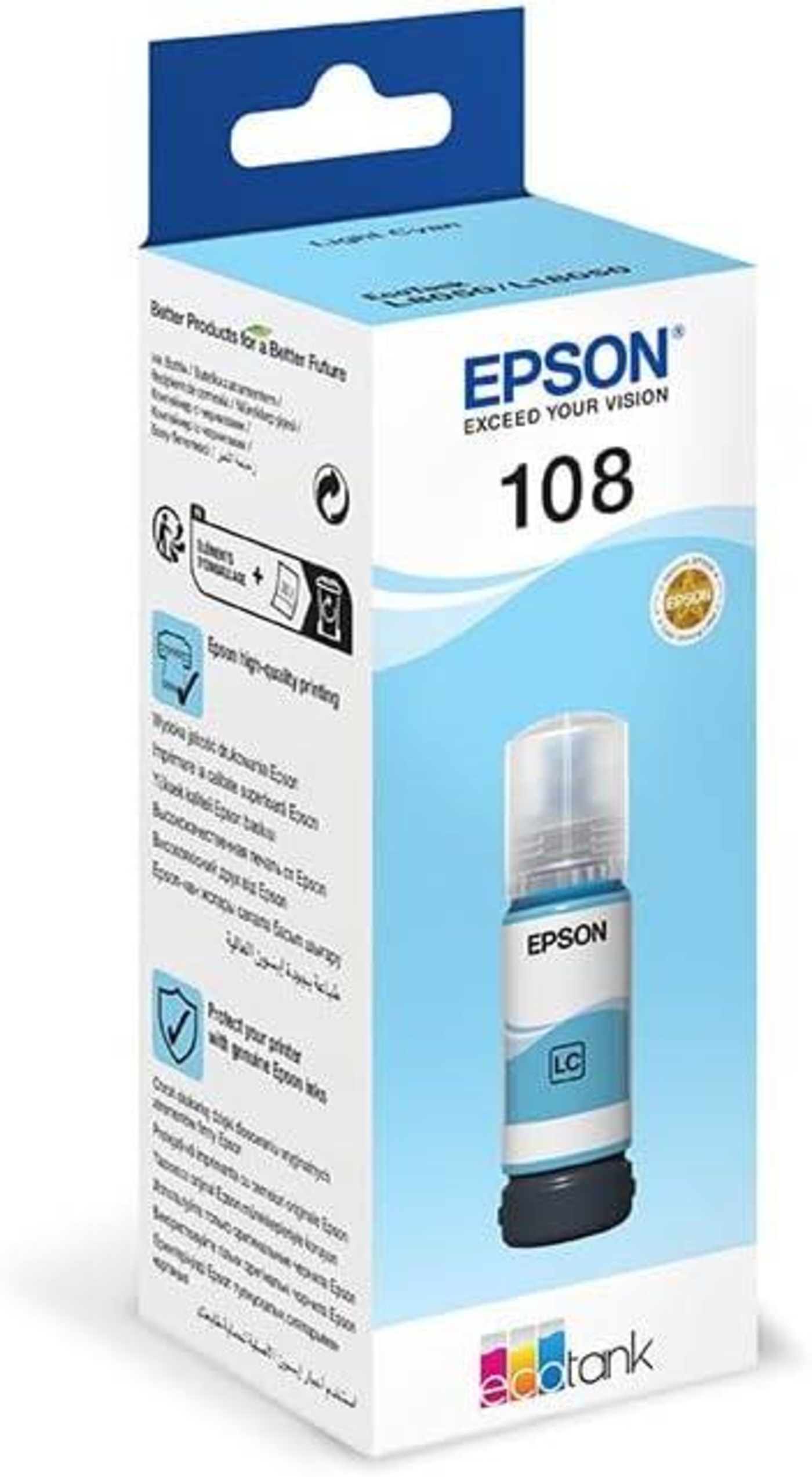 Epson 108 EcoTank Light Cyan ink Bottle, C13T09C54A image 2