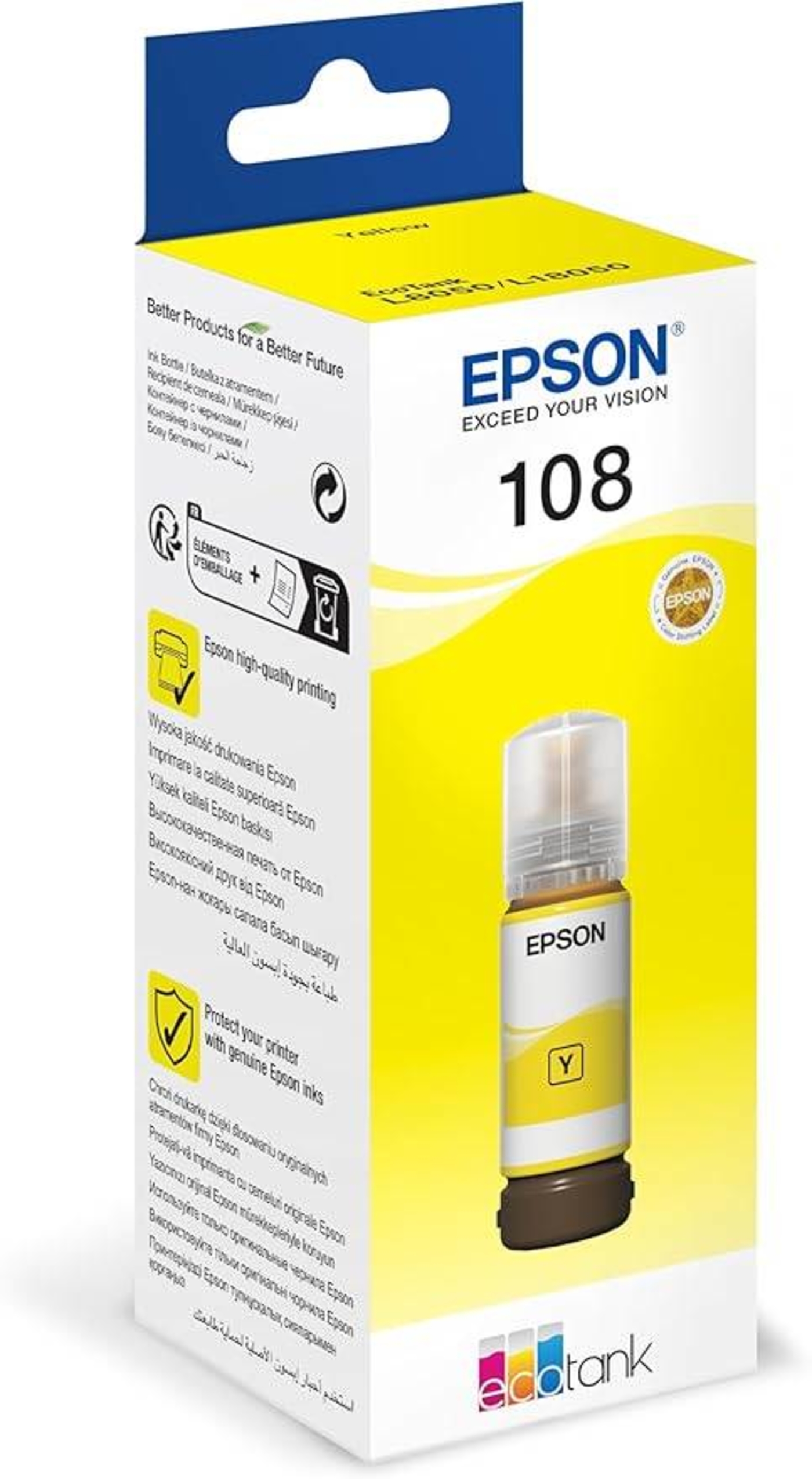 Epson 108 EcoTank Yellow ink Bottle, C13T09C44A image 2