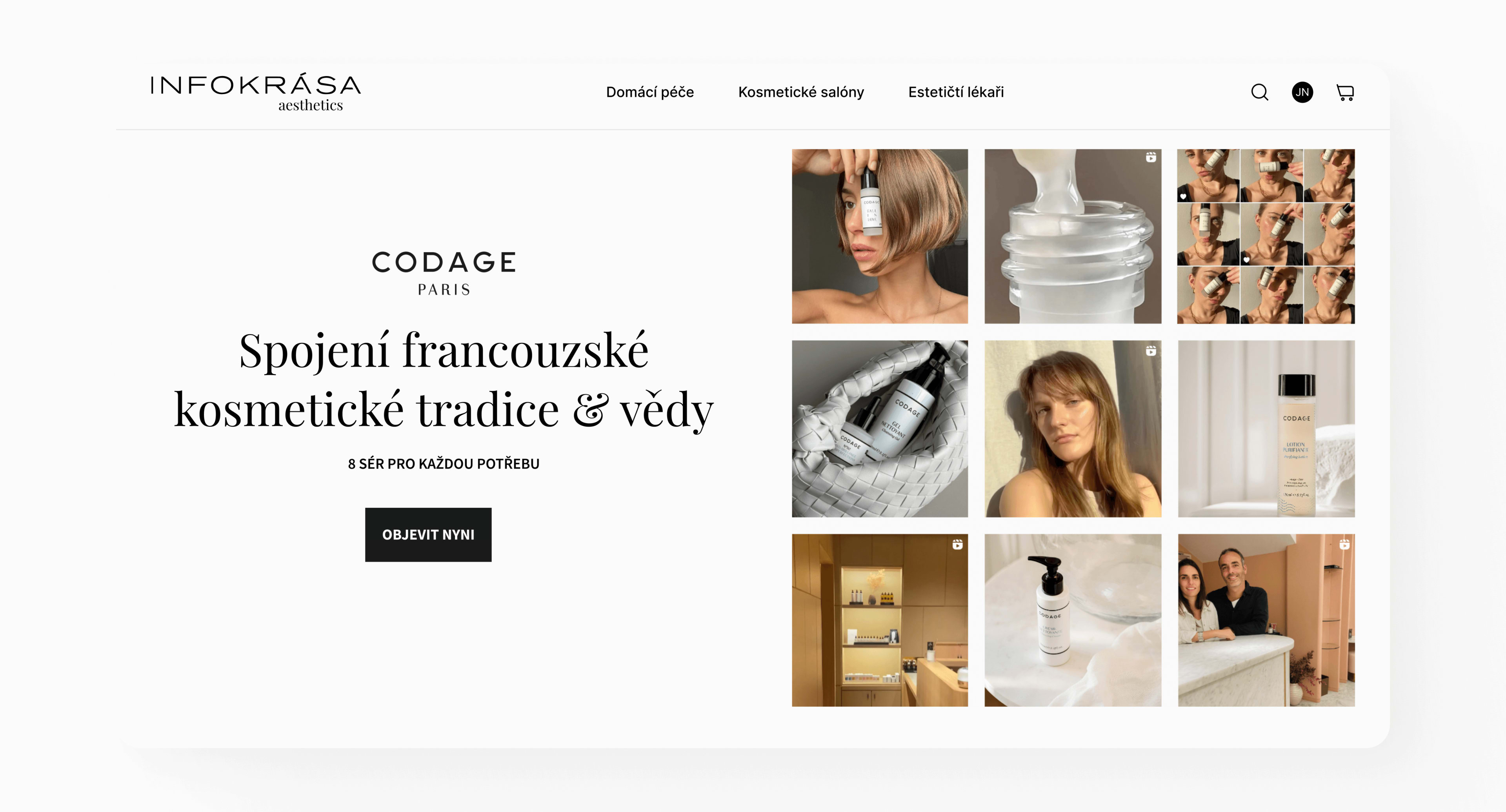 infokrasa desktop section with CTA and gallery