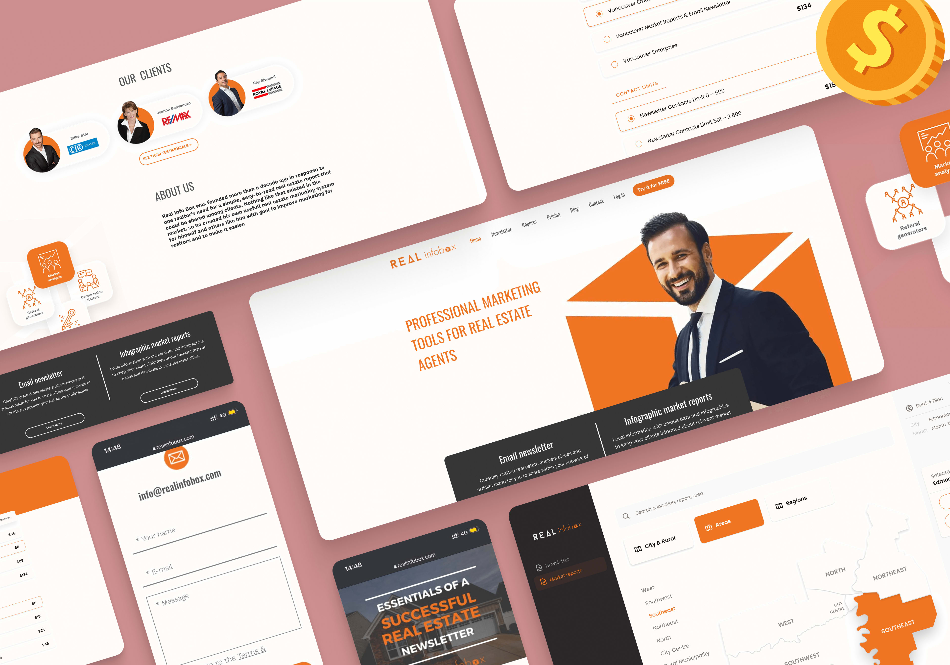 real info box screens from multiple devices