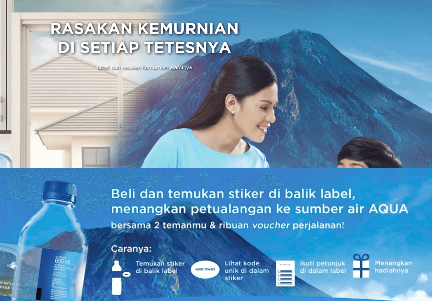 Beli dan Temukan Stiker di Balik Label Aqua dan Menangkan Hadiah Jalan  - Jalan ke Sumber Mata Air Aqua