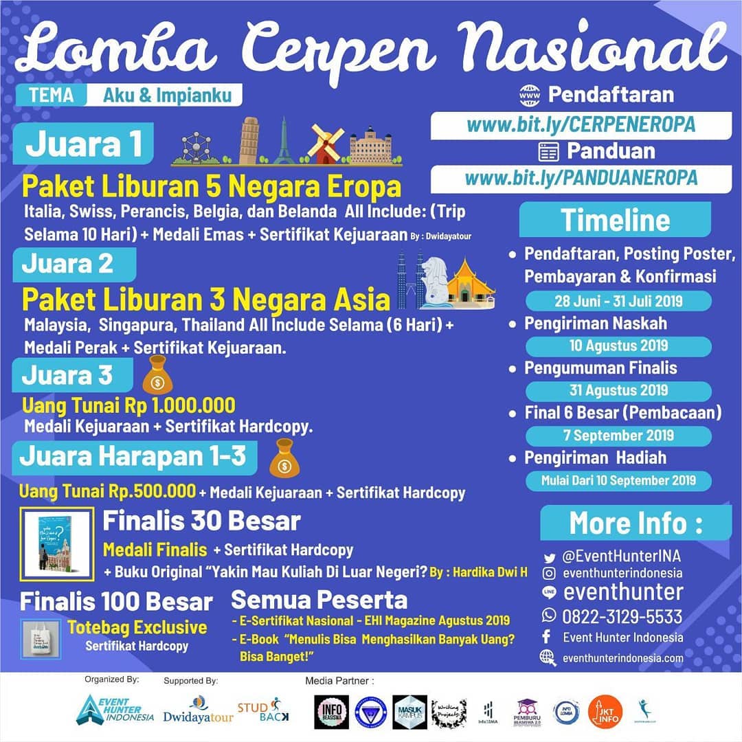 Lomba Cerpen Nasional Hadiah Keliling Eropa dan Asia