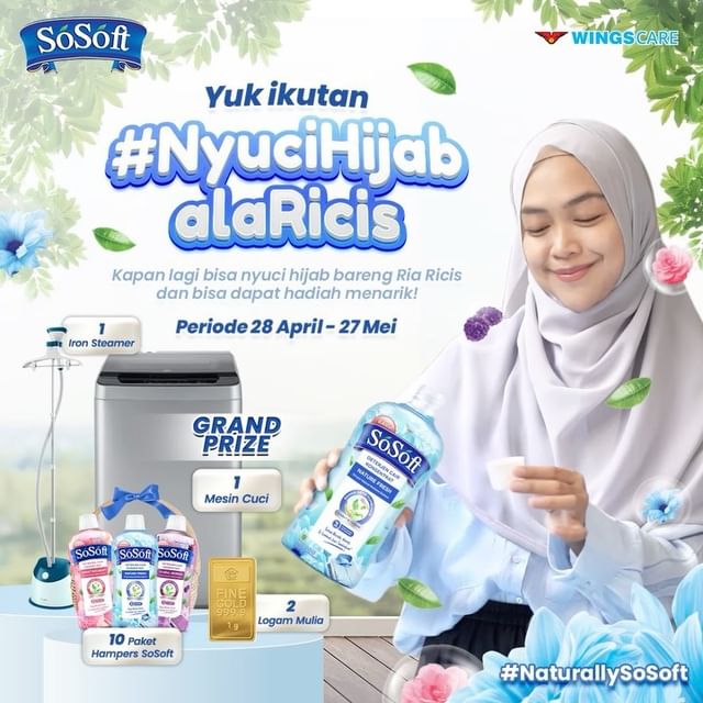 Nyuci Hijab Ala Ricis Bisa Dapat Mesin Cuci, Iron Stramer, Logam Mulia dan Hampers dari SoSoft