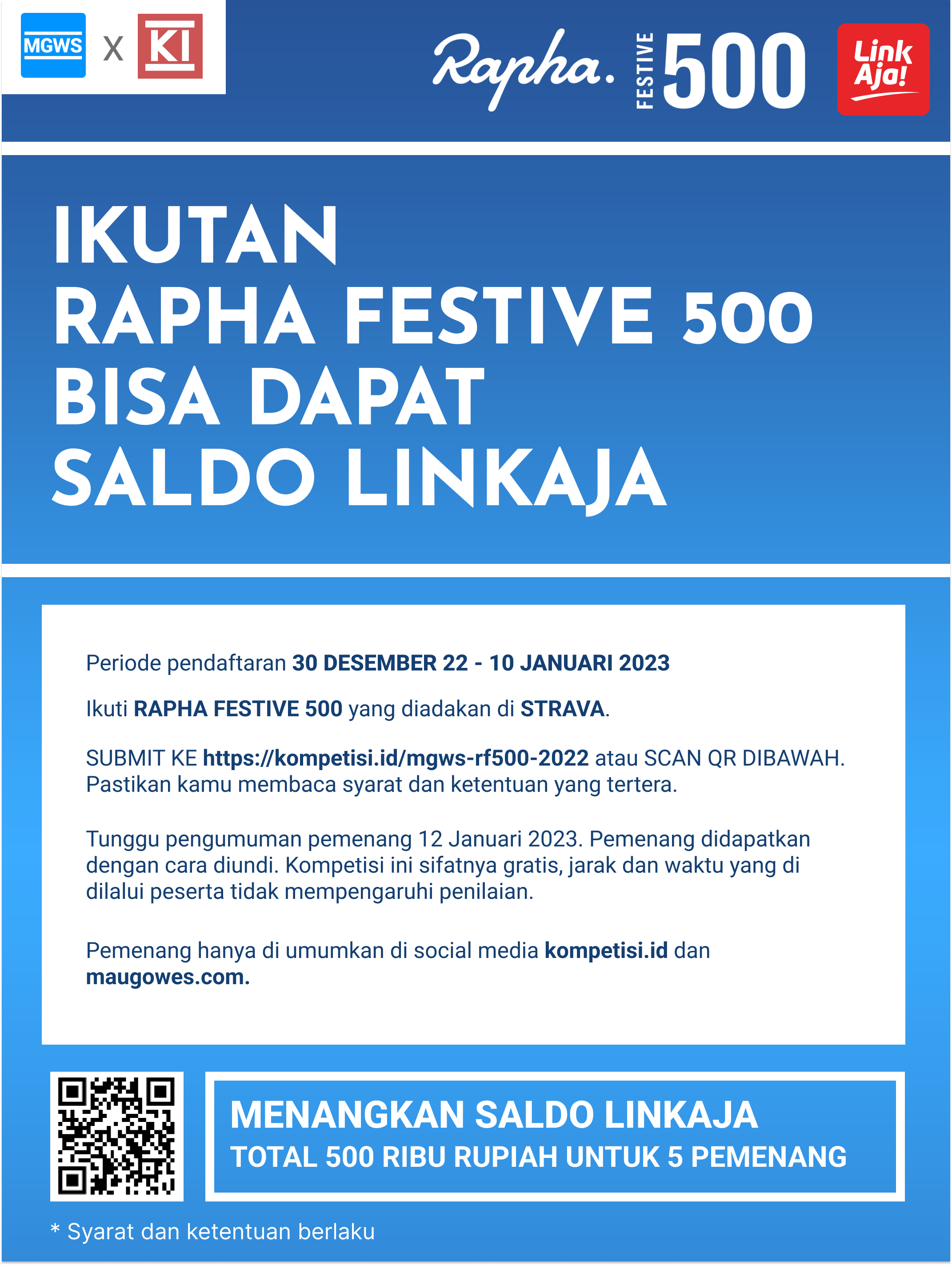 Ikutan Rapha Festive 500 bisa Dapat Saldo LinkAja dari MauGowes