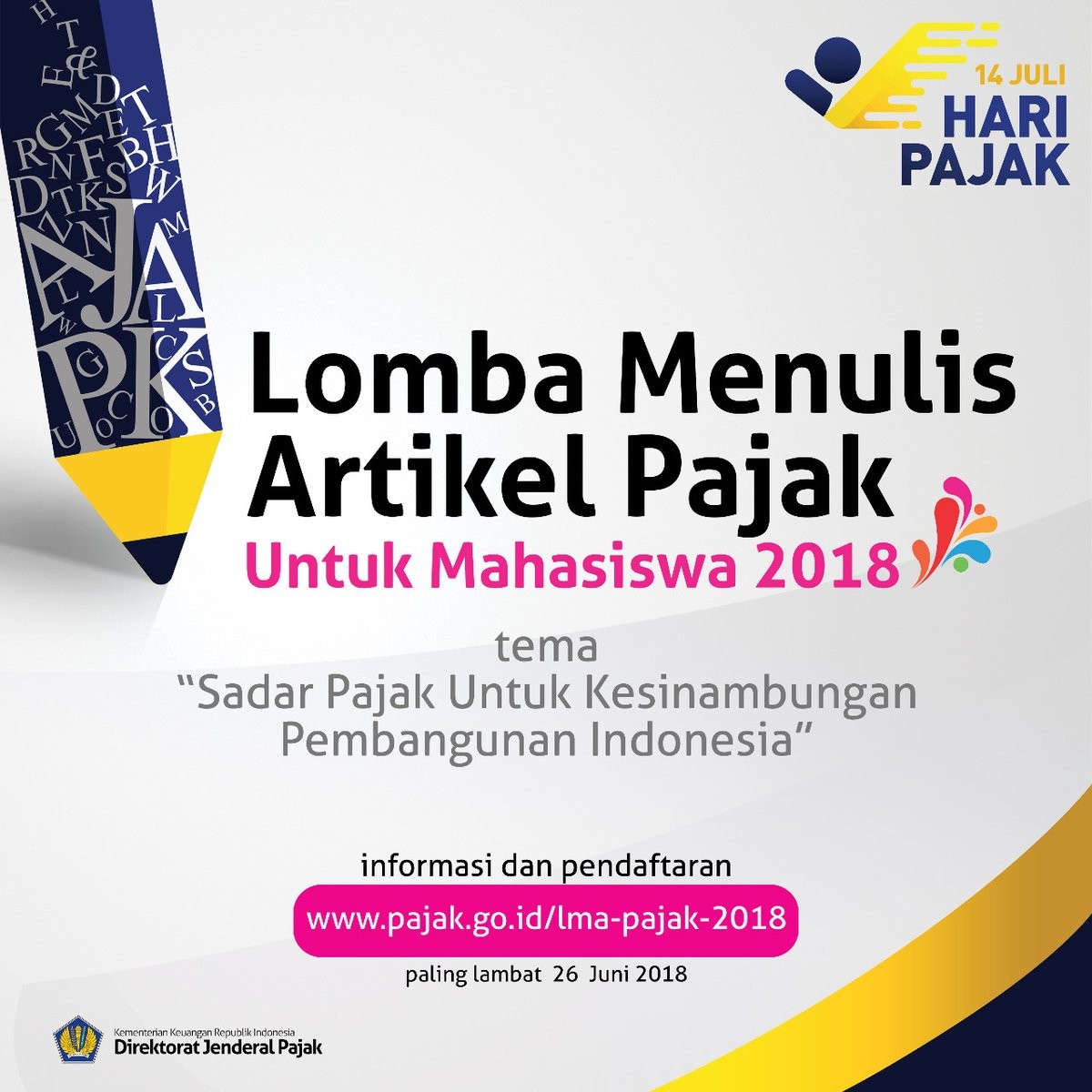 Lomba Menulis Artikel Pajak Untuk Mahasiswa 2018 