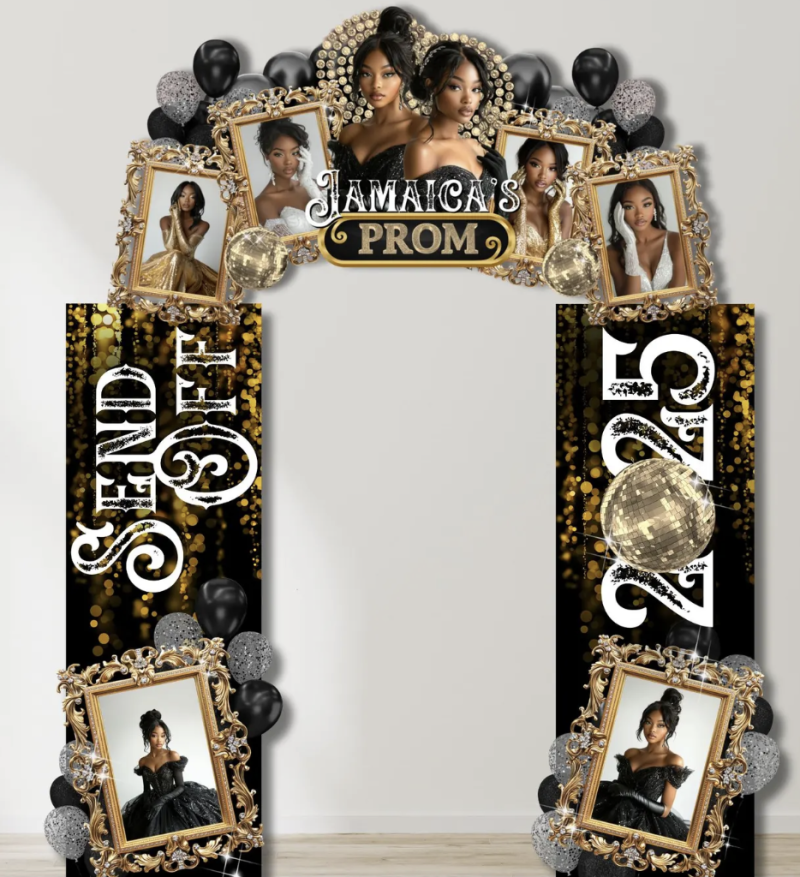 Prom Send-Off Arch Black Gold