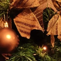 enfeites em uma árvore de natal