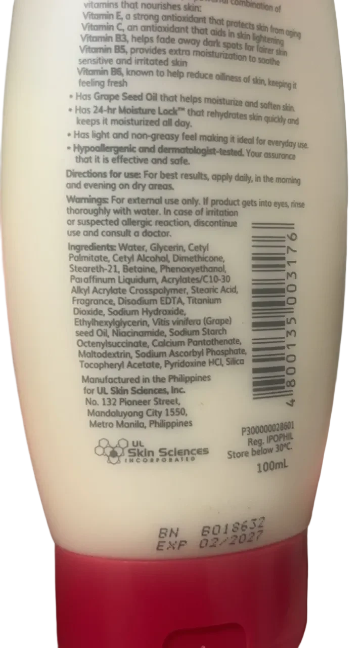 Myra Classic Moisturizing Vitamin Lotion - Ingredients