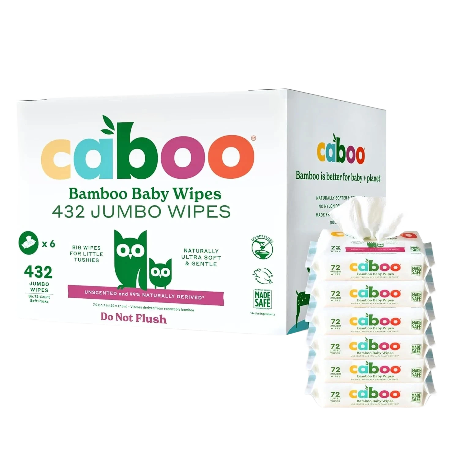 Caboo Bamboo Baby Wipes 432 Jumbo Wipes