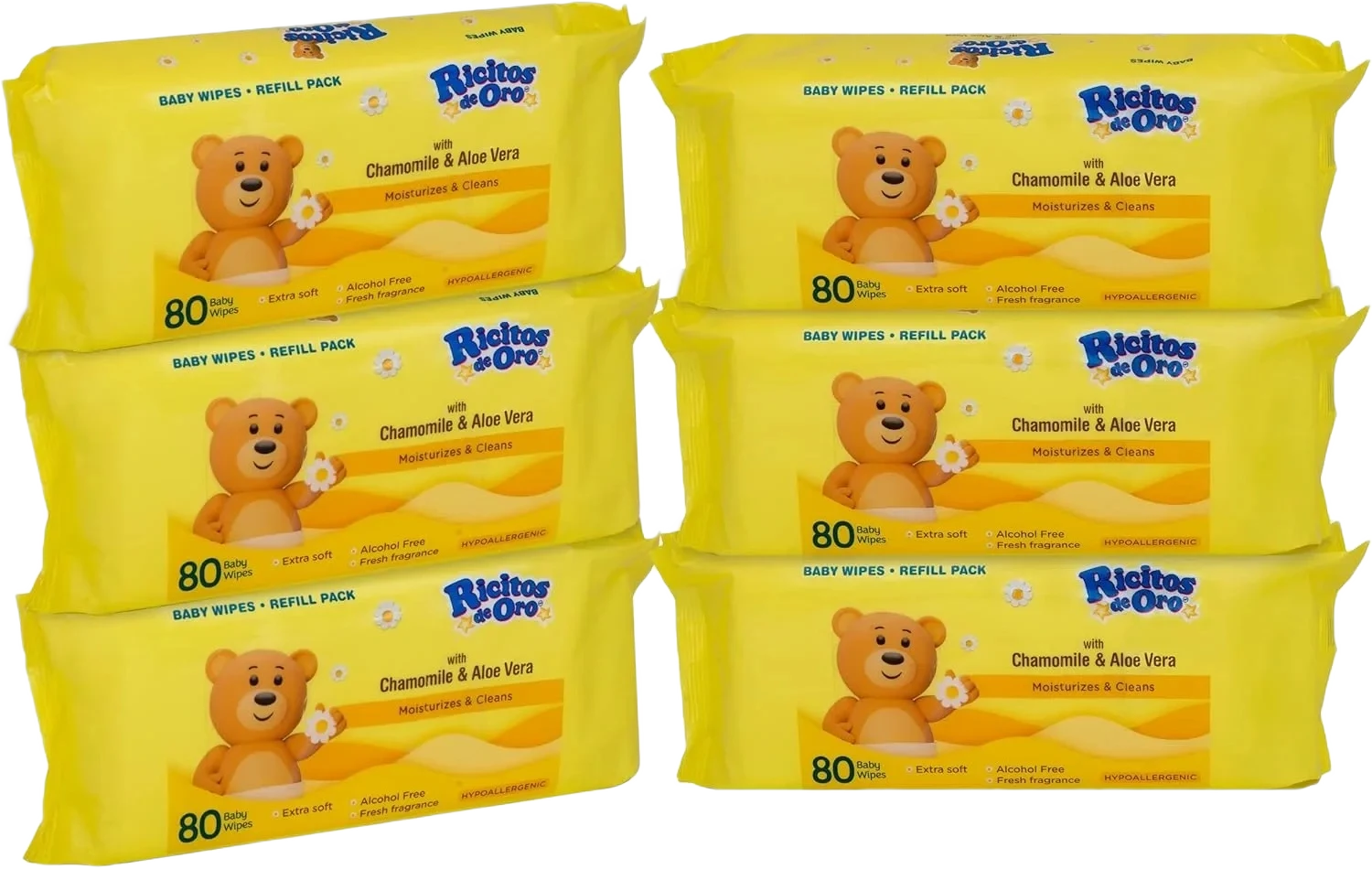 Ricitos De Oro Baby Wipes Refill Pack With Chamomile & Aloe Vera