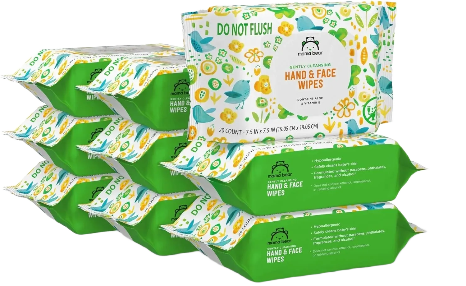 Mama Bear Gently Cleansing Hand & Face Wipes